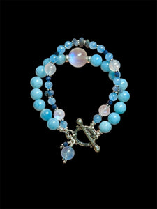 Sapphire/ Aquamarine/ Blue Onyx/ Moonstone Sphere Sterling Silver Bracelet