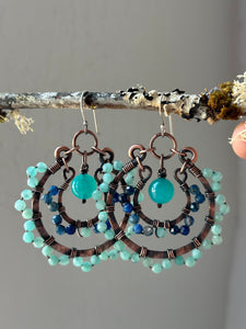 Amazonite & Blue Kyanite Copper Earrings