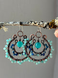 Amazonite & Blue Kyanite Copper Earrings