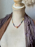 Faceted Rainbow Sapphire & Edison Champagne Pearl Sterling Silver Beaded Necklace