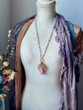 Kunzite & Amethyst Beaded Mandala Copper Necklace