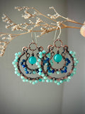 Amazonite & Blue Kyanite Copper Earrings