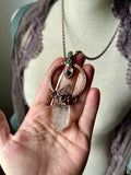 Double Terminated/ Red Garnet/ Green Garnet/ Garden Quartz Copper Necklace