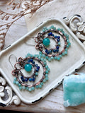 Amazonite & Blue Kyanite Copper Earrings