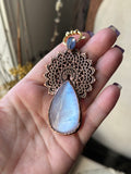 Rare Rare Dumortierite in Quartz & Moonstone Copper Necklace