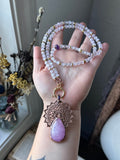 Kunzite & Amethyst Beaded Mandala Copper Necklace