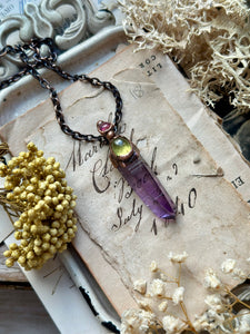 Vera Cruz Amethyst/ Peridot/ Pink Tourmaline Copper Necklace