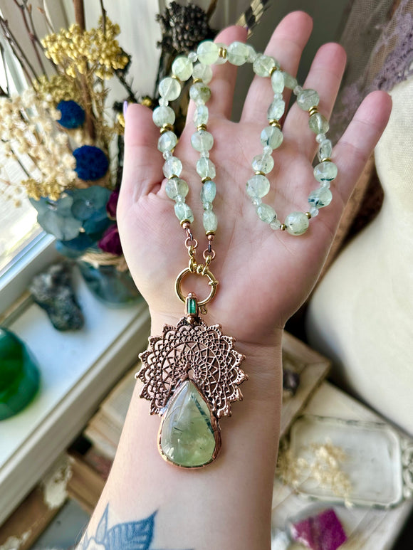 Prehnite & Paprok Tourmaline Copper Necklace