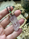 Raw Kunzite & Green Paprok Tourmaline Copper Necklace