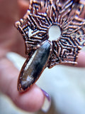 Rare Brookite In Quartz With Tibetan Quartz Mandala Copper Necklace