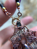 Rare Brookite In Quartz With Tibetan Quartz Mandala Copper Necklace