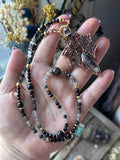 Rare Brookite In Quartz With Tibetan Quartz Mandala Copper Necklace