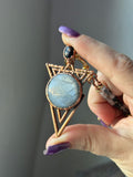 Grey Moonstone & Hypersthene Geometric Copper Necklace