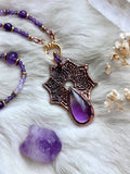 Amethyst Mandala Copper Necklace