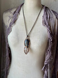 Geometric Dendritic Agate/ Black moonstone/ Hypersthene Copper Necklace