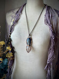 Geometric Dendritic Agate/ Black moonstone/ Hypersthene Copper Necklace