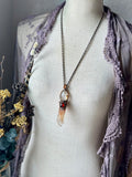 Golden Healer Enhydro Quartz/ amphibole Quartz/ Imperial Topaz/ Res Garnet Copper Necklace