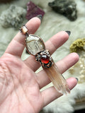 Golden Healer Enhydro Quartz/ amphibole Quartz/ Imperial Topaz/ Res Garnet Copper Necklace