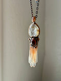 Golden Healer Enhydro Quartz/ amphibole Quartz/ Imperial Topaz/ Res Garnet Copper Necklace