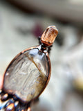 Golden Healer Enhydro Quartz/ amphibole Quartz/ Imperial Topaz/ Res Garnet Copper Necklace