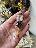 Golden Healer Enhydro Quartz/ amphibole Quartz/ Imperial Topaz/ Res Garnet Copper Necklace