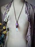 Kunzite/ Angel Aura Quartz/ Amethyst Copper Necklace