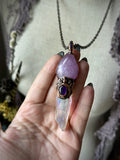 Kunzite/ Angel Aura Quartz/ Amethyst Copper Necklace