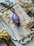 Kunzite/ Angel Aura Quartz/ Amethyst Copper Necklace