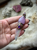 Kunzite/ Angel Aura Quartz/ Amethyst Copper Necklace