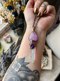 Kunzite/ Angel Aura Quartz/ Amethyst Copper Necklace