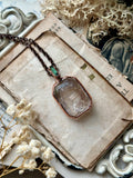 Enhydro Smoky Quartz & Green Tourmaline Copper Necklace