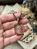 Enhydro Smoky Quartz & Green Tourmaline Copper Necklace