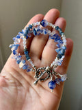 Rare Dumortierite, Raw Sapphire & Moonstone Sterling Silver Bracelet