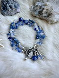 Rare Dumortierite, Raw Sapphire & Moonstone Sterling Silver Bracelet