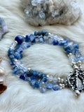 Rare Dumortierite, Raw Sapphire & Moonstone Sterling Silver Bracelet