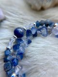 Rare Dumortierite, Raw Sapphire & Moonstone Sterling Silver Bracelet