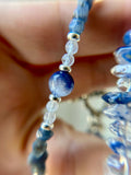 Rare Dumortierite, Raw Sapphire & Moonstone Sterling Silver Bracelet