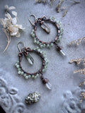 Prehnite/ Garden Quartz Points/ Tibetan Quartz Copper Earrings