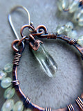 Prehnite/ Garden Quartz Points/ Tibetan Quartz Copper Earrings