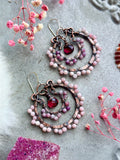 Pink Opal/ Pink Tourmaline/ Pink Quartz Copper Earrings