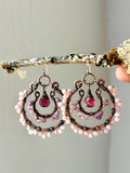 Pink Opal/ Pink Tourmaline/ Pink Quartz Copper Earrings