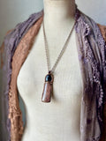 Amphibole Quartz/ Rose Cut Onyx/ Faceted Garnet Copper Necklace