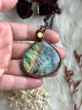 Labradorite & Rose Cut Citrine Copper Necklace