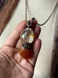 Raw Hessonite Garnet/ Enhydro Golden Healer/ Faceted Red Garnet/ Green Garnet/ Copper Necklace