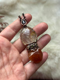 Raw Hessonite Garnet/ Enhydro Golden Healer/ Faceted Red Garnet/ Green Garnet/ Copper Necklace