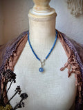 AA Blue Kyanite & Kyanite In Quartz Silk Knotted Beaded Necklace