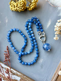 AA Blue Kyanite & Kyanite In Quartz Silk Knotted Beaded Necklace