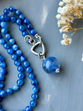 AA Blue Kyanite & Kyanite In Quartz Silk Knotted Beaded Necklace