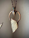 Rare Malawi Moonstone, Black Sunstone/ Australian Opal Copper Necklace