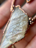 Rare Malawi Moonstone, Black Sunstone/ Australian Opal Copper Necklace